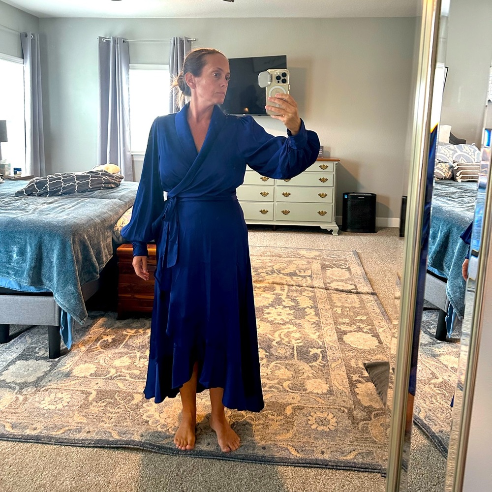 NEW WHBM Satin Blue Dress